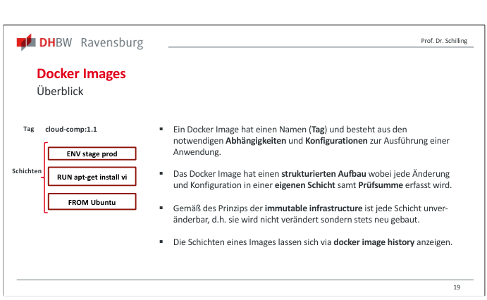 Folie zum schichtenweisen Aufbau von Docker Images
