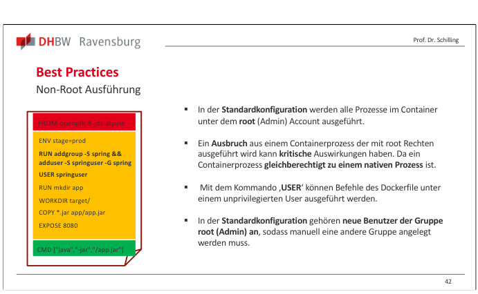 Folie zur Non-root-Ausführung in Dockerfiles