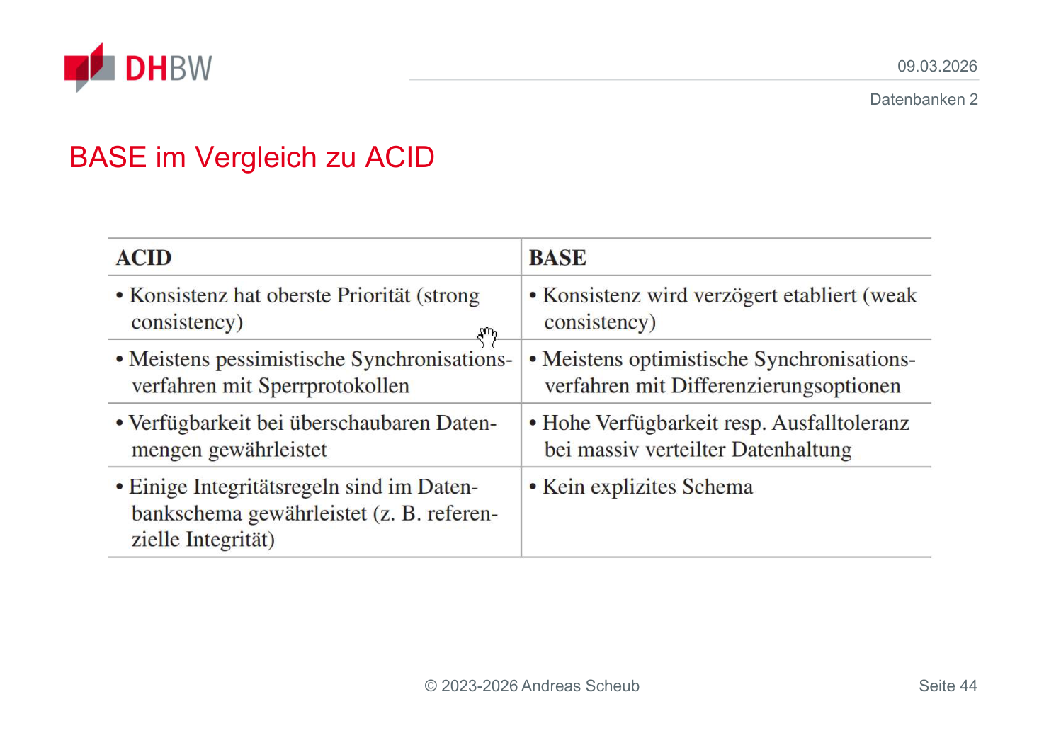 BASE im Vergleich zu ACID