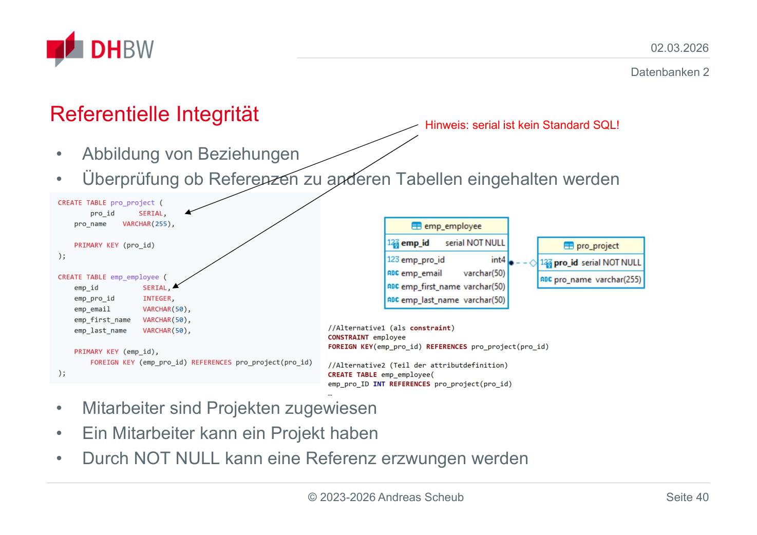 Fremdschlüssel und referentielle Integrität