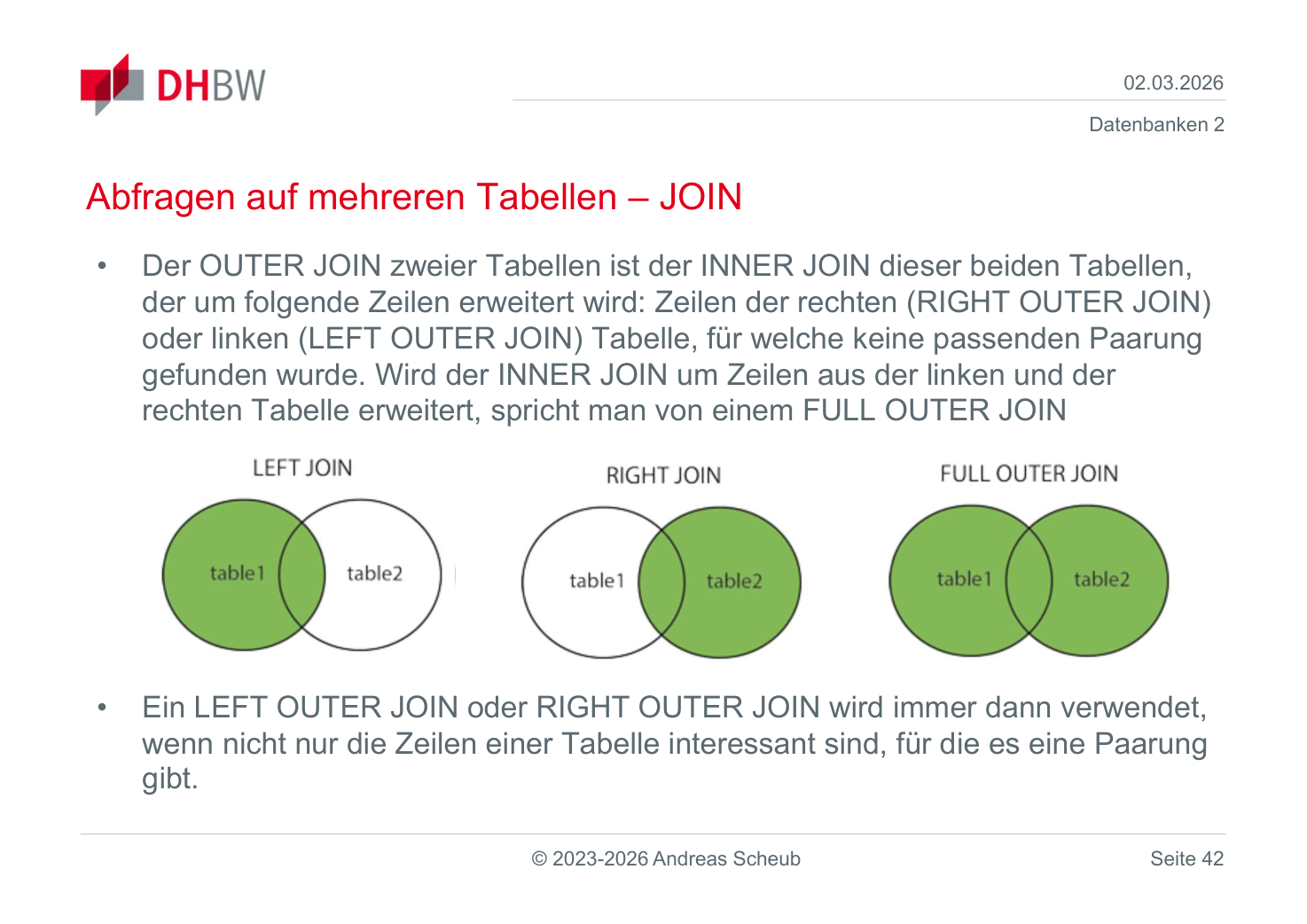 JOIN-Arten mit INNER, LEFT und RIGHT JOIN