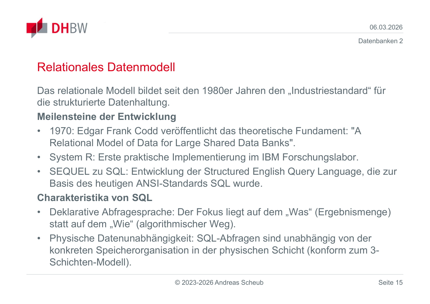 Relationales Datenmodell als Industrie-Standard