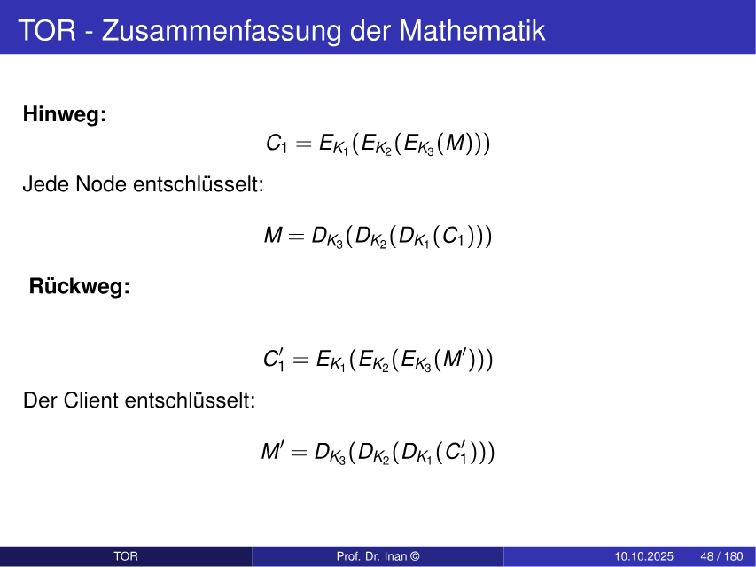 Mathematische Zusammenfassung der TOR-Verschlüsselung